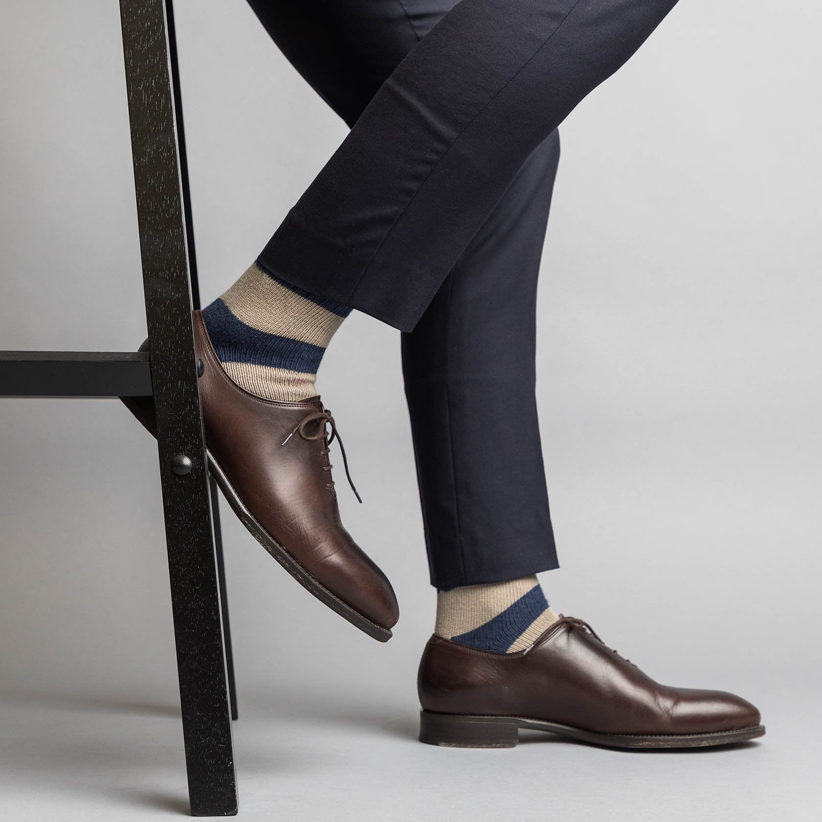 Tan Thick Stripe Socks - SprezzaBox