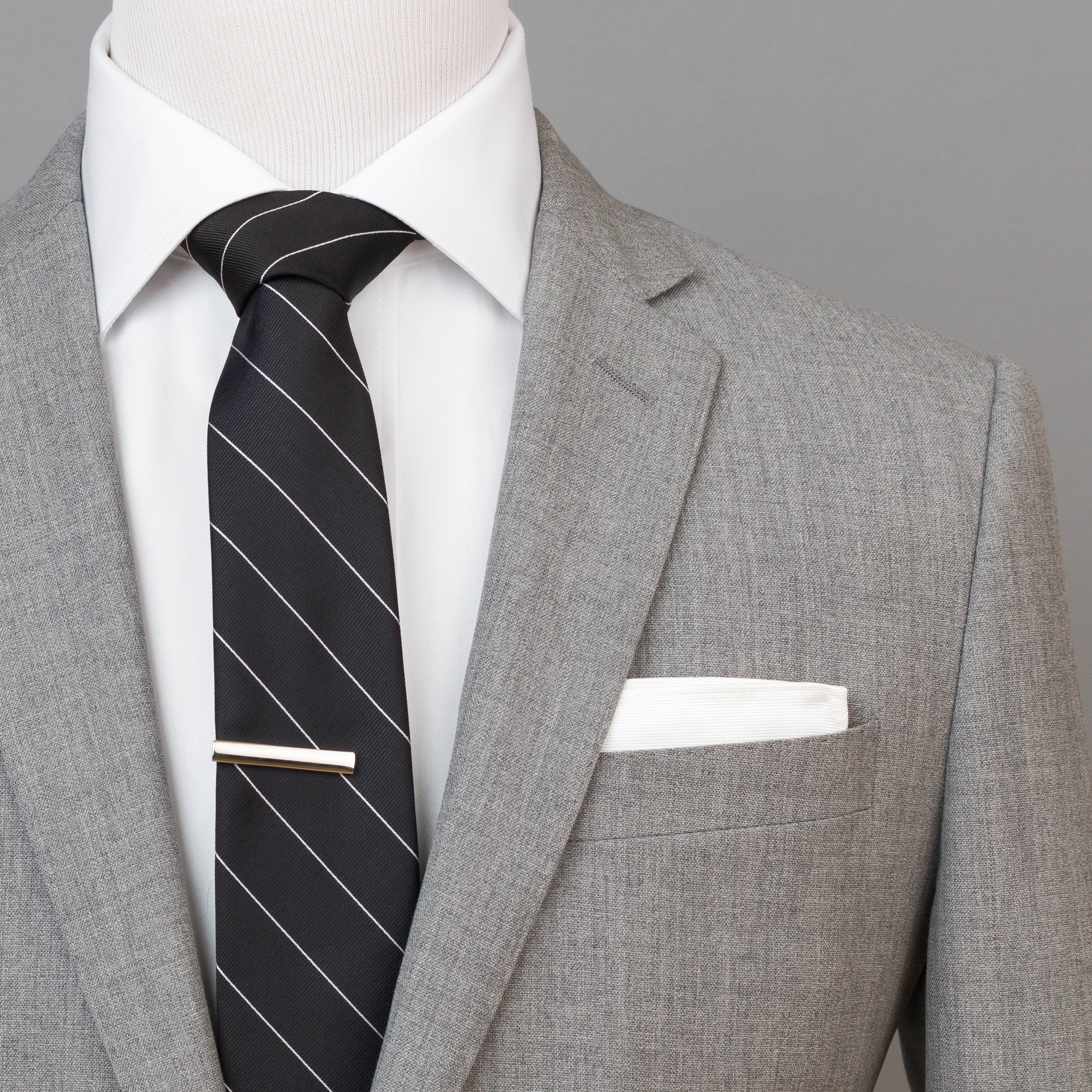 Black Pinstripe Tie (Wall Street) - SprezzaBox