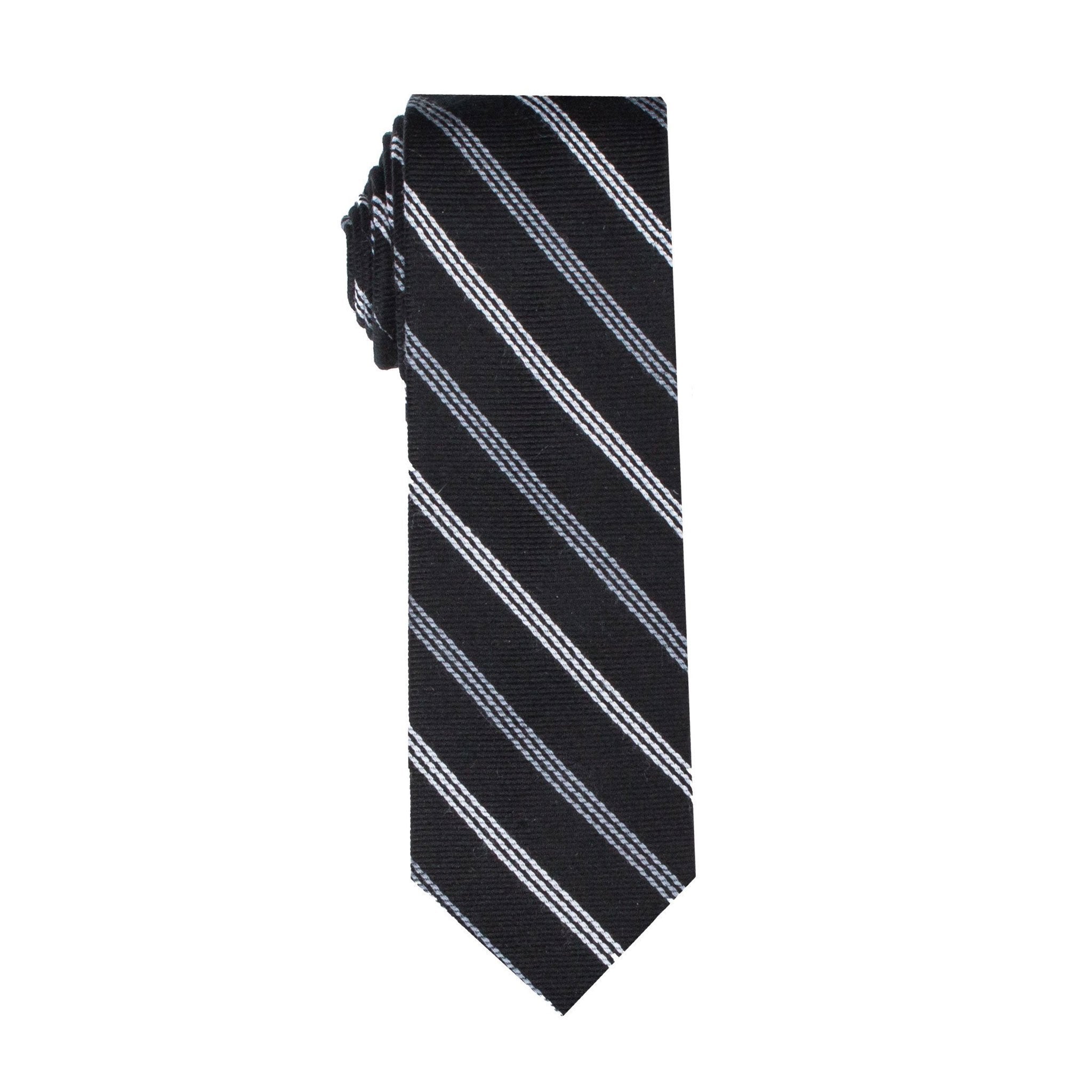 Black & White Triple Stripe Tie (Wall Street) - SprezzaBox