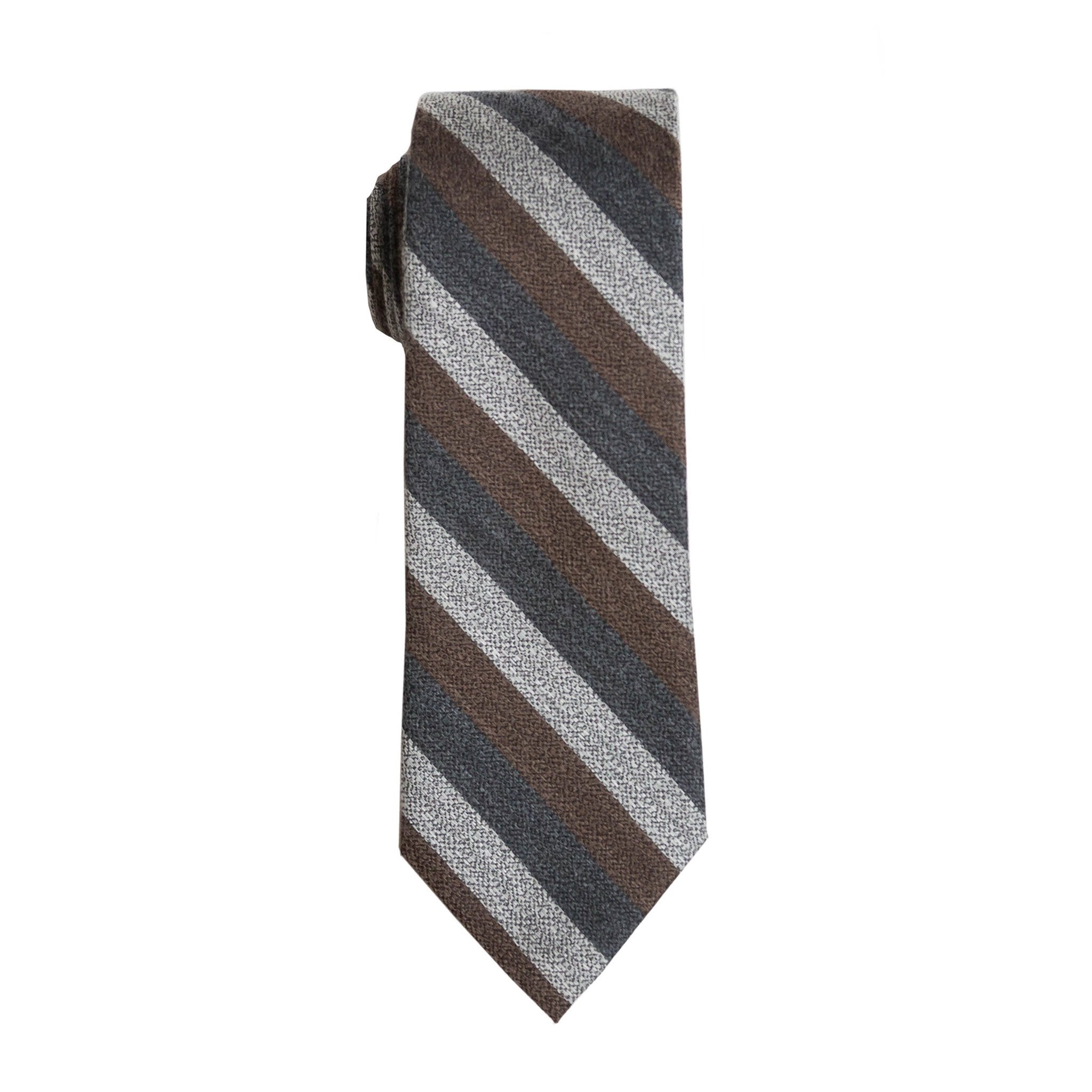 Brown, Gray & Tan Triple Stripe Tie - SprezzaBox