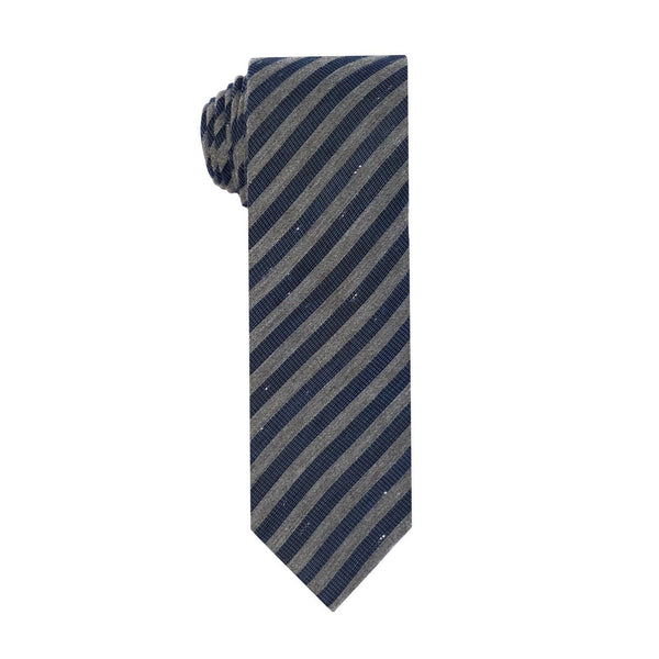 Charcoal & Navy Double Stripe Tie (Wall Street) - SprezzaBox