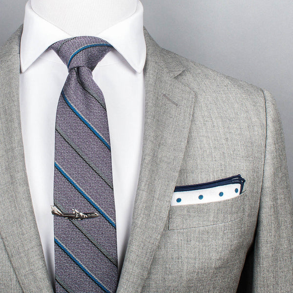Gray & Blue Stripe Tie (Wall Street) - SprezzaBox