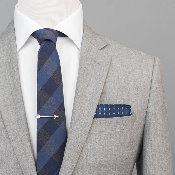 Navy & Charcoal Buffalo Check Tie (Wall Street) - SprezzaBox