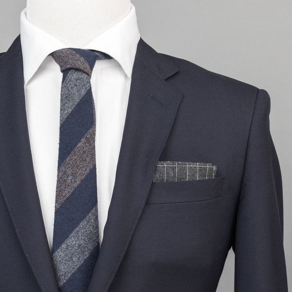 Navy & Gray Wide Stripe Tie (Wall Street) - SprezzaBox