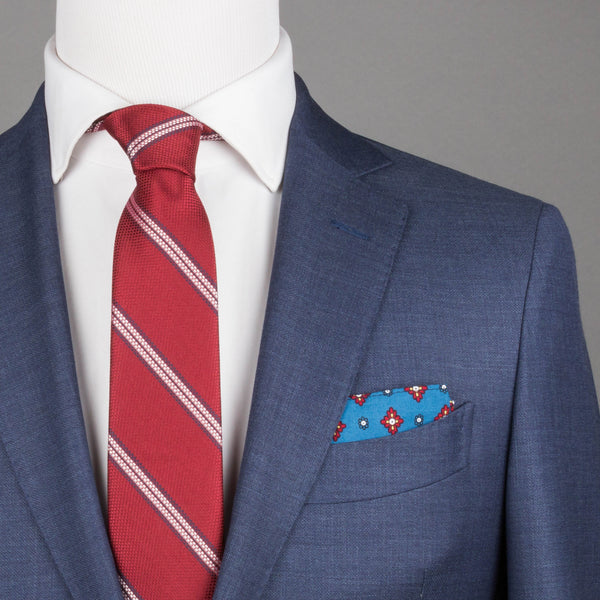 Red and Blue Double Stripe Tie - SprezzaBox