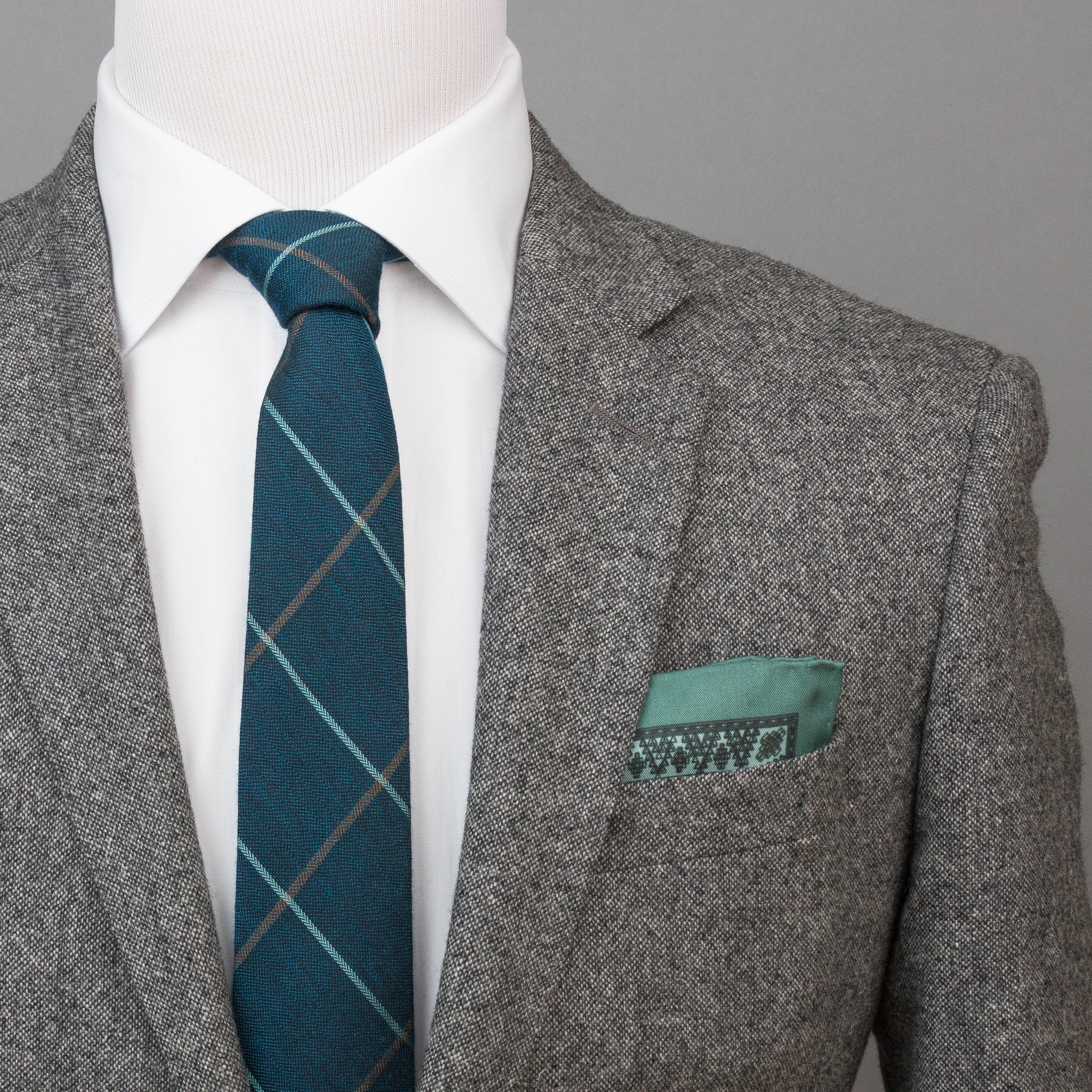 Teal Windowpane Tie - SprezzaBox