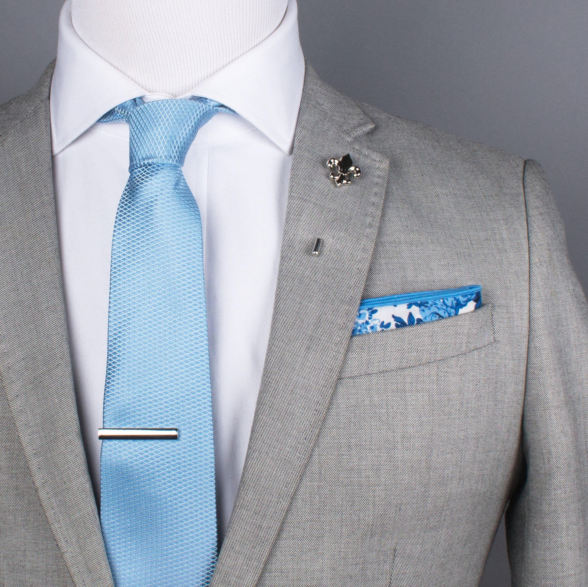 Textured Light Blue Silk Tie (Wall Street) - SprezzaBox