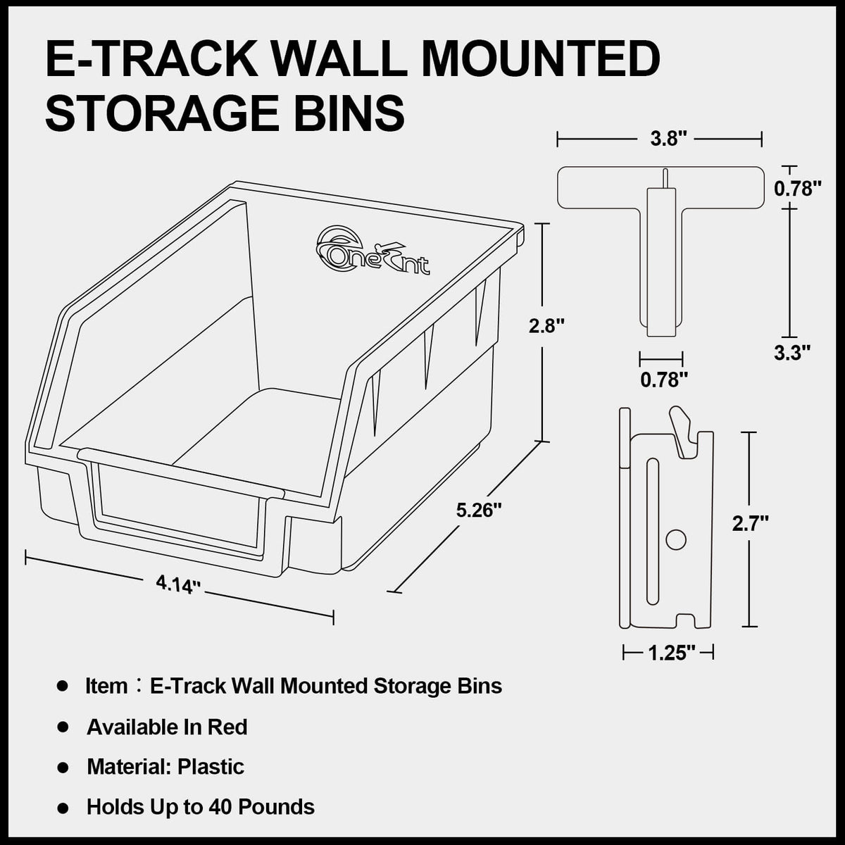 Plastic E-Track Basket for Storage | 6 x 7 x 4 | USCC