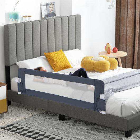 60-Inch Foldable Bed Rail Swing Down Baby Bed Guard Rail with Adjustable Safety Strap-Grey