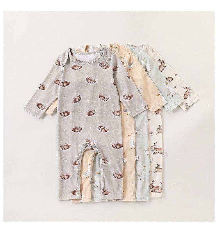Autumn and Spring New Arrival Baby Unisex Simple Animals Cartoon Pattern Long Sleeves Rompers