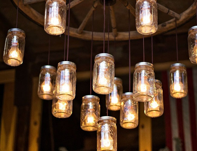 repurposed lights using Mason jars