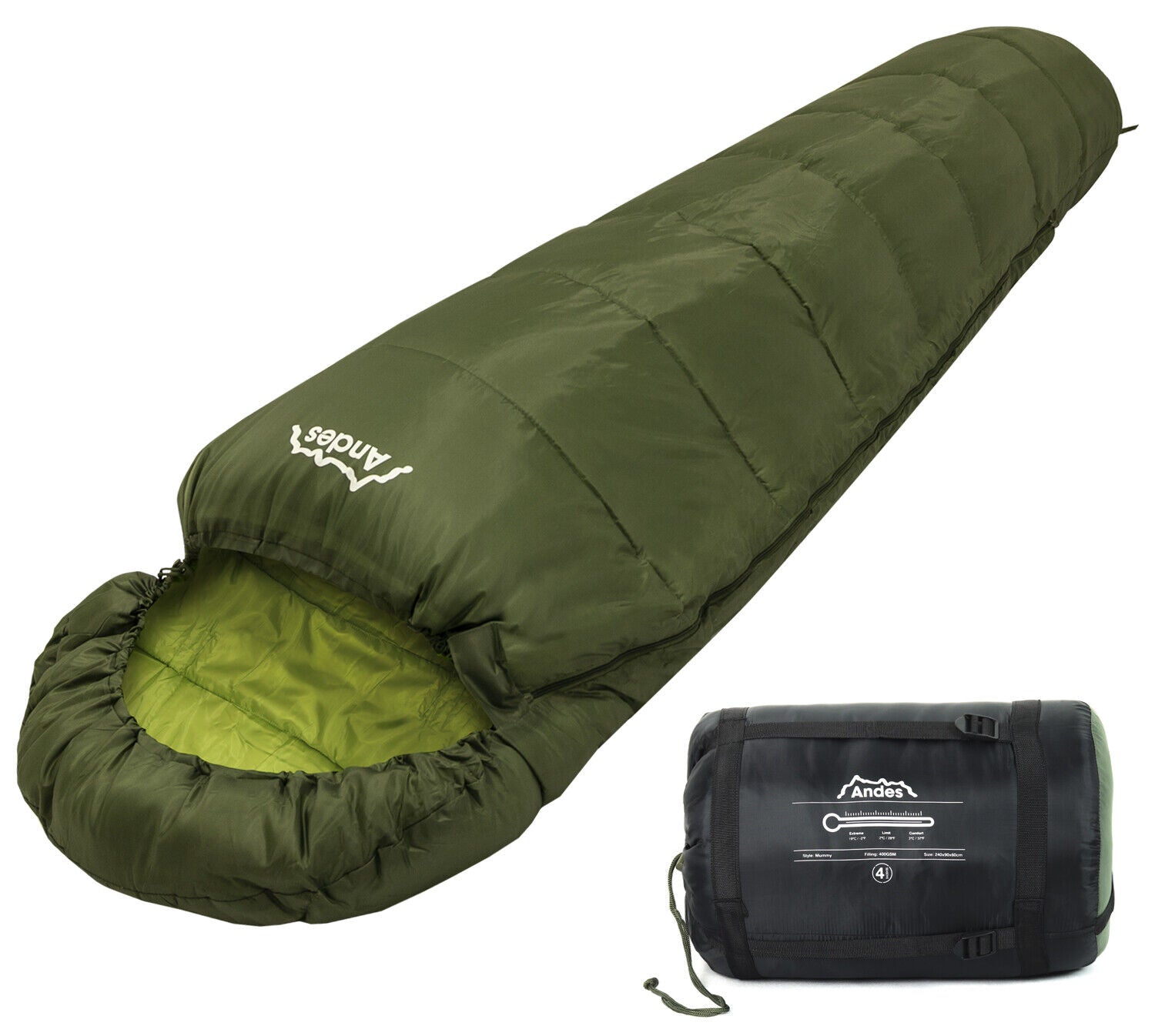 XL Camping Mummy Sleeping Bag The Andes Nevado 400