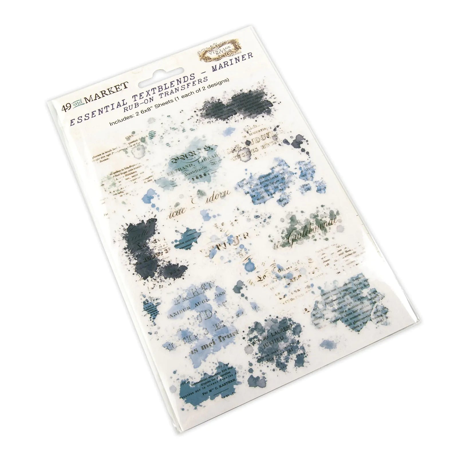 49 And Market Essential Textblends Rub-Ons 6"X8" 2/Pkg-Mariner