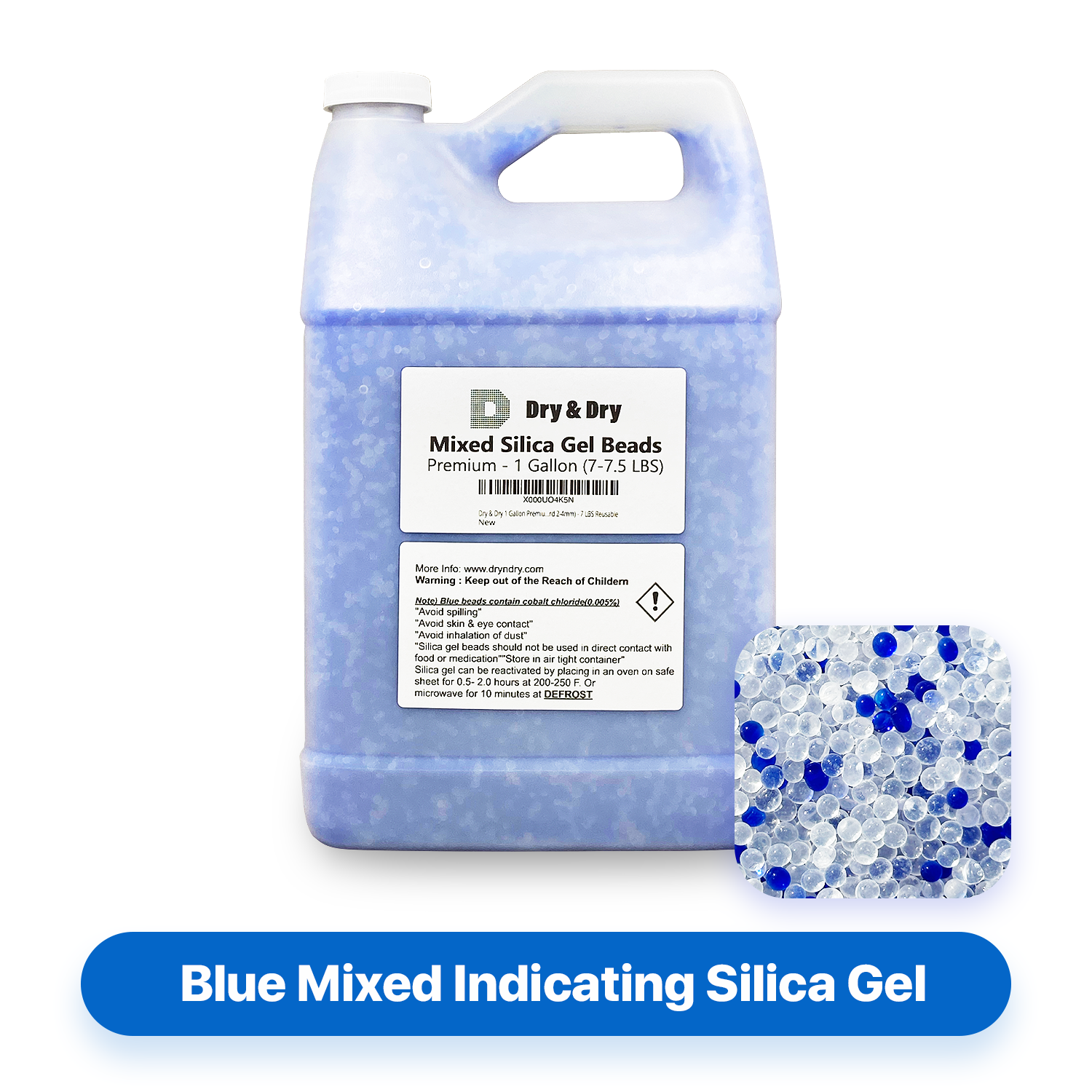 [44 LBS] Blue Premium Indicating Silica Gel Beads (3-5 mm) -(1 Sack of 44  LBS)