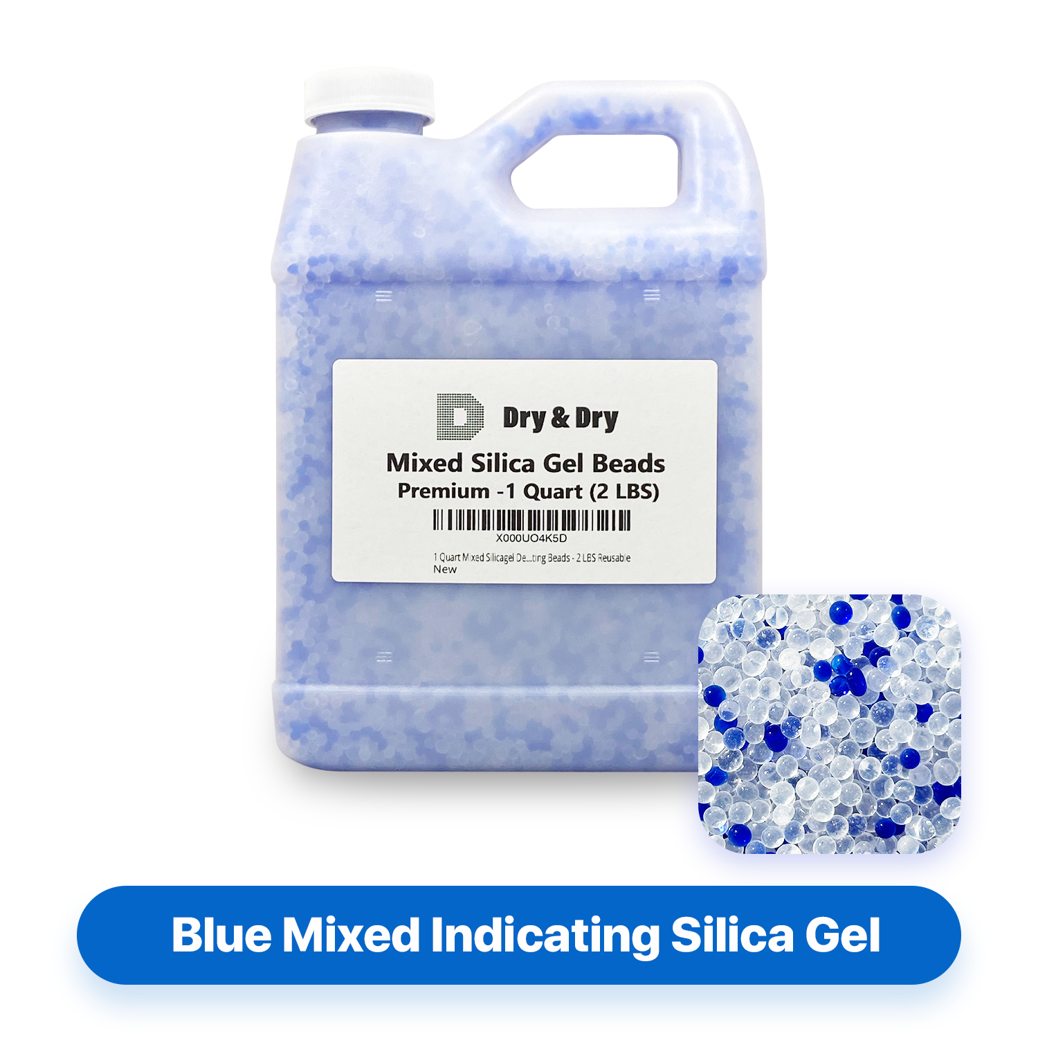 [44 LBS] Blue Premium Indicating Silica Gel Beads (3-5 mm) -(1 Sack of 44  LBS)