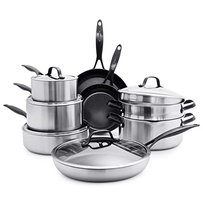 OXO Mira Tri-Ply Stainless Steel 10-Piece Cookware Set | Cozymeal