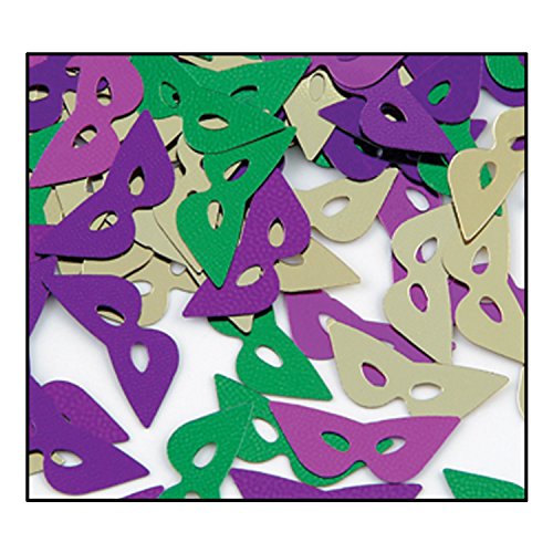 Beistle Fanci-Fetti Mardi Gras Masks (asstd gold, green, purple) Party Accessory (1 count) (1 Oz/Pkg)