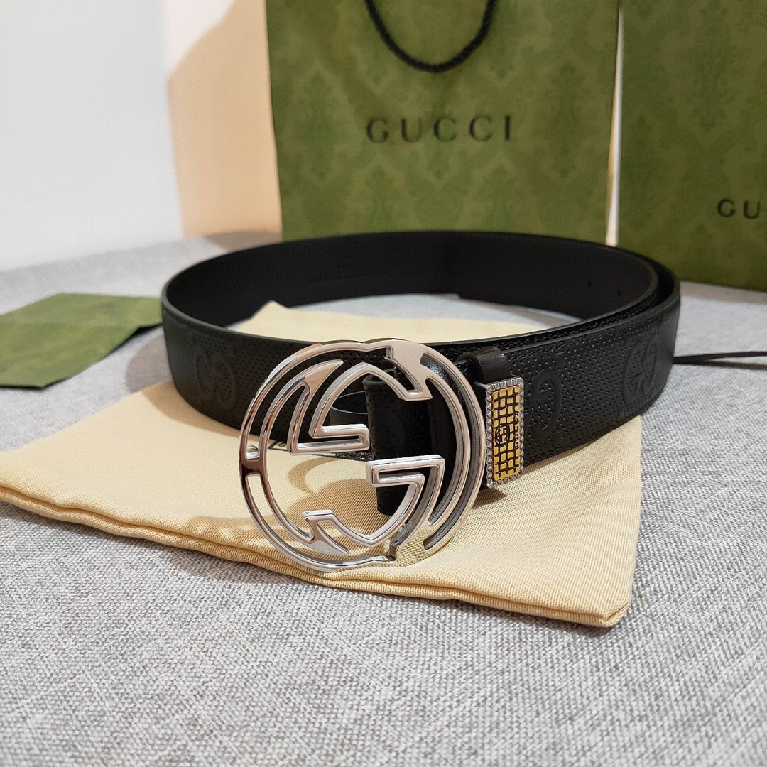 GG Men Woman Fashion Smooth Buckle Leather Belt