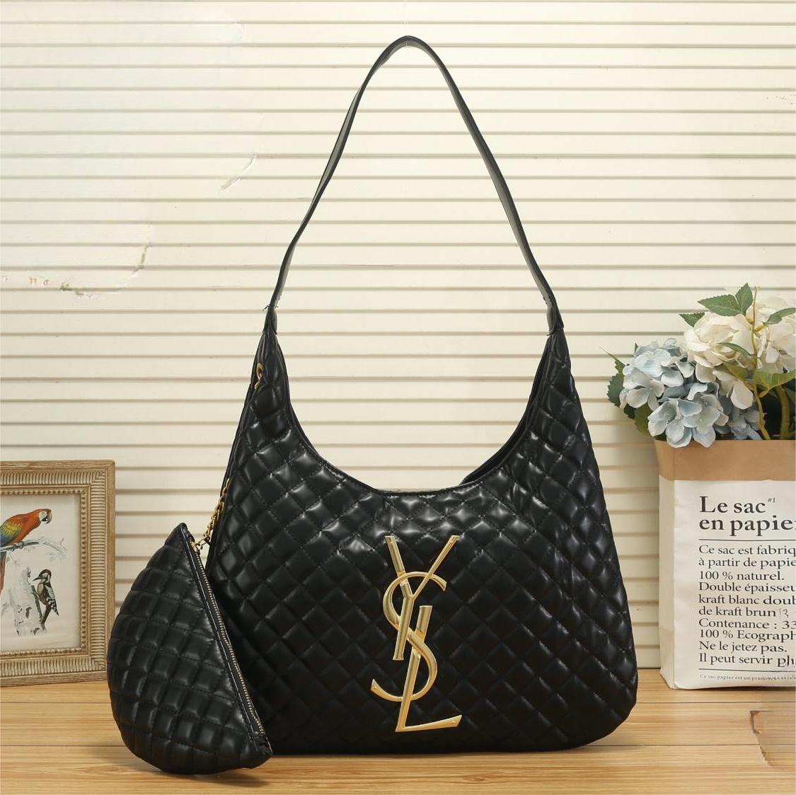 YSL Fashion High Quality One Shoulder Underarm Bag Wallet Two Piece Set