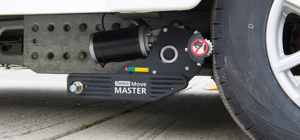 MoveMaster Caravan Mover Engaged with the Tyre