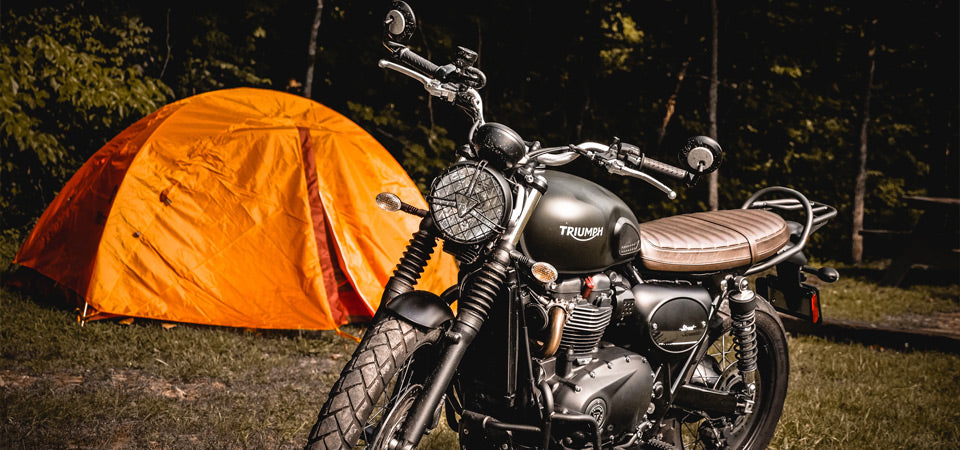Triumph Motorcycle on Camping Trip