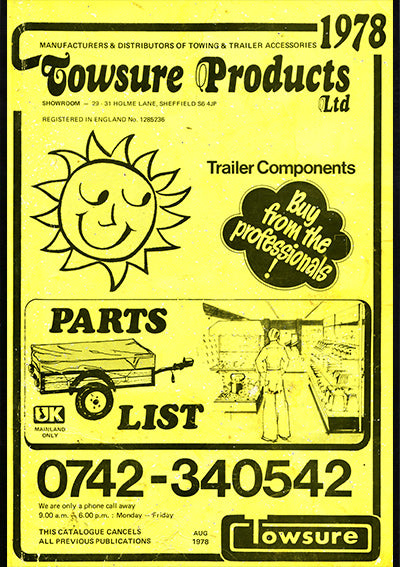 Towsure Trailer Components Price List 1978