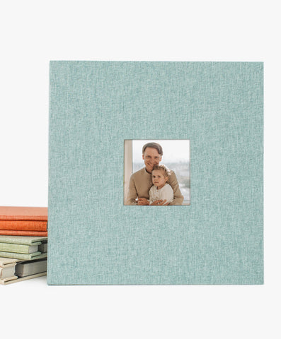 Gift for Parents - Classic Large Self Adhesive Photo Album Scrapbook Album - Linen Cover With Window
