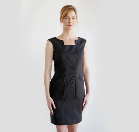 Eco-friendly Black Silky Sleeveless Dress with Pockets and Unique ...