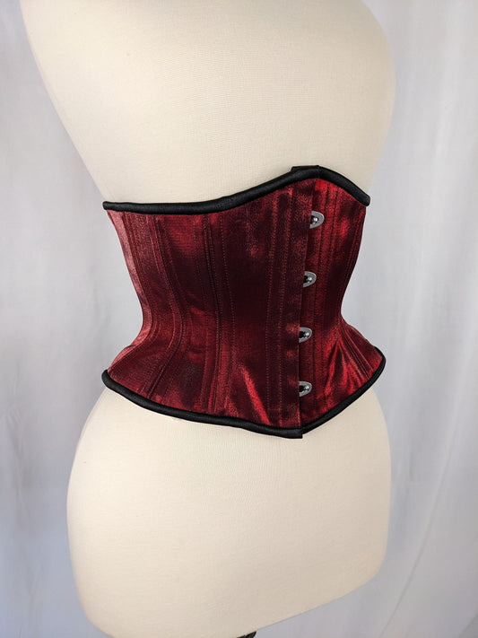 Black Lace and Green Satin Steel Boned Low Curve Mid Hip Underbust Cor –  Corsets & Cogs