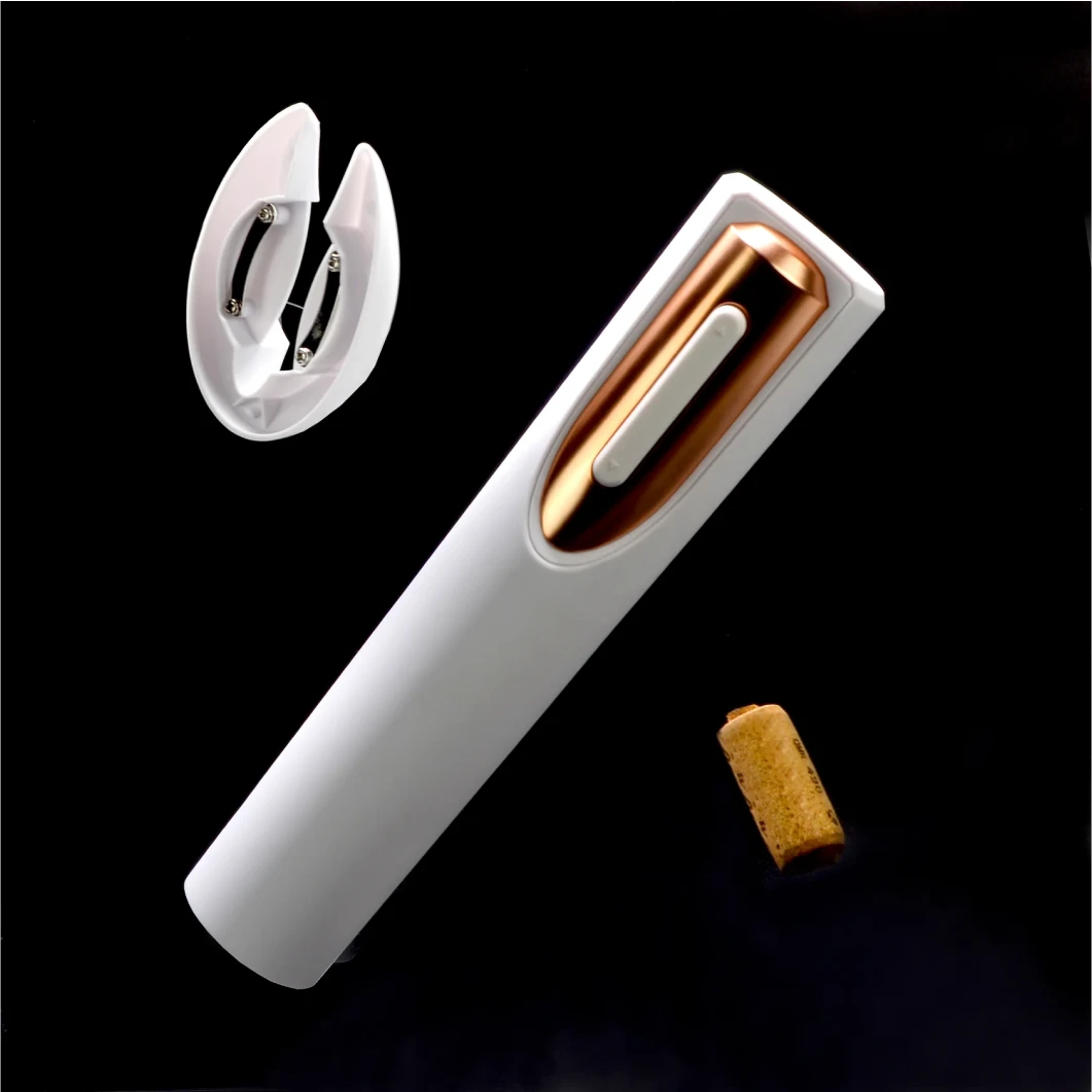 A wine opener with foil cutter and corkscrew on a black background.