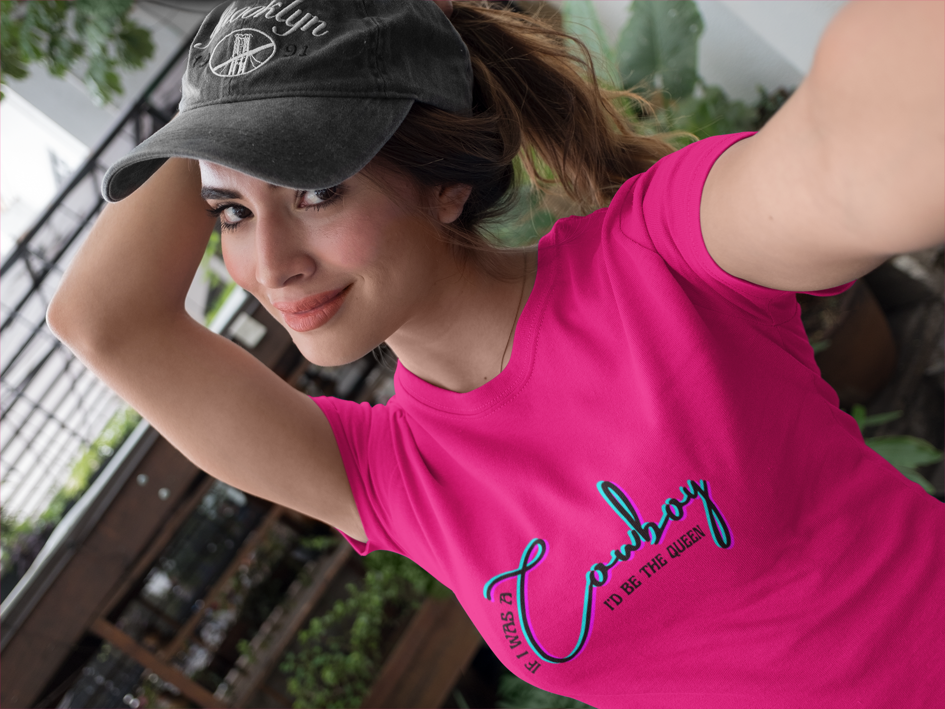 Printify Liquor & Cowboys Pink Graphic Tshirt | Cultivate Pink / L