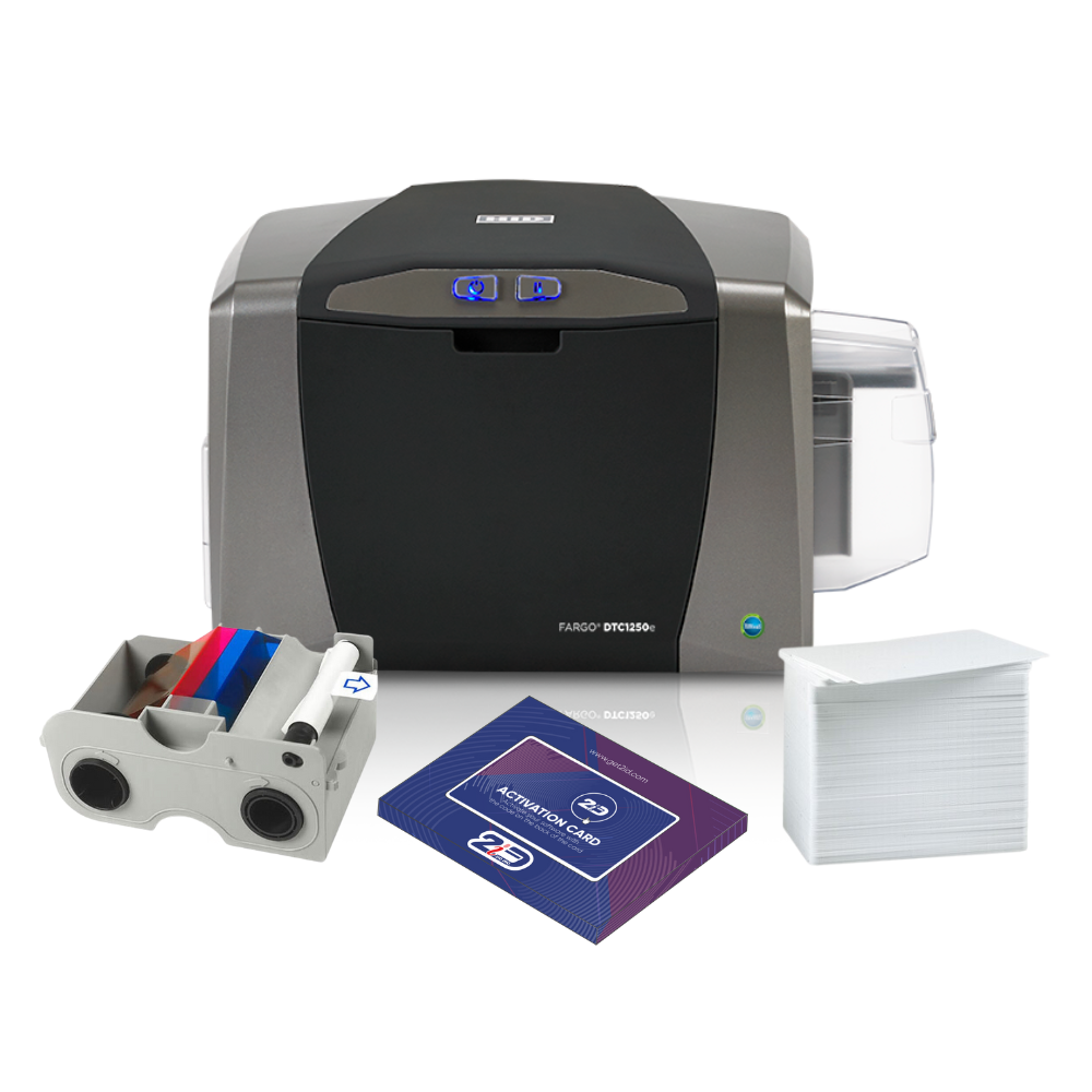 HID FARGO DTC1250e Dual-Sided PVC ID Card Printer Bundle