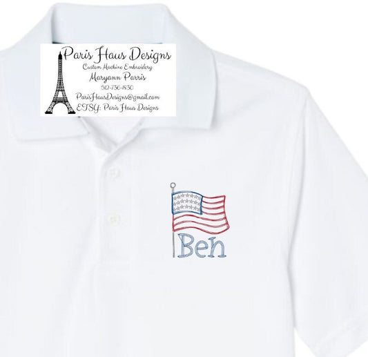 Boys American Flag Monogram Polo Design – parishausdesigns