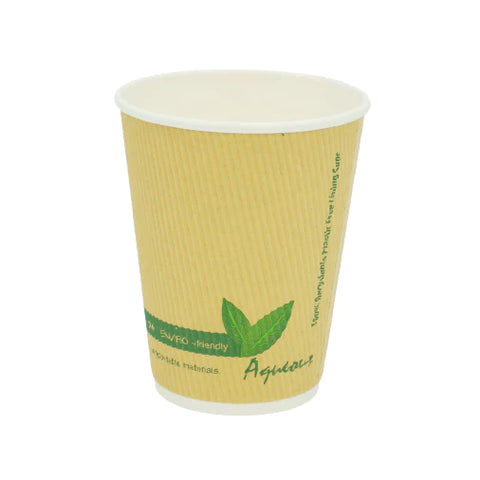 BIO Coffee Paper Cups double wall 12oz 350ml Leaf