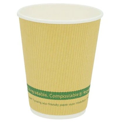 12 oz Forest Green Paper Coffee Cup - Ripple Wall - 500 count box