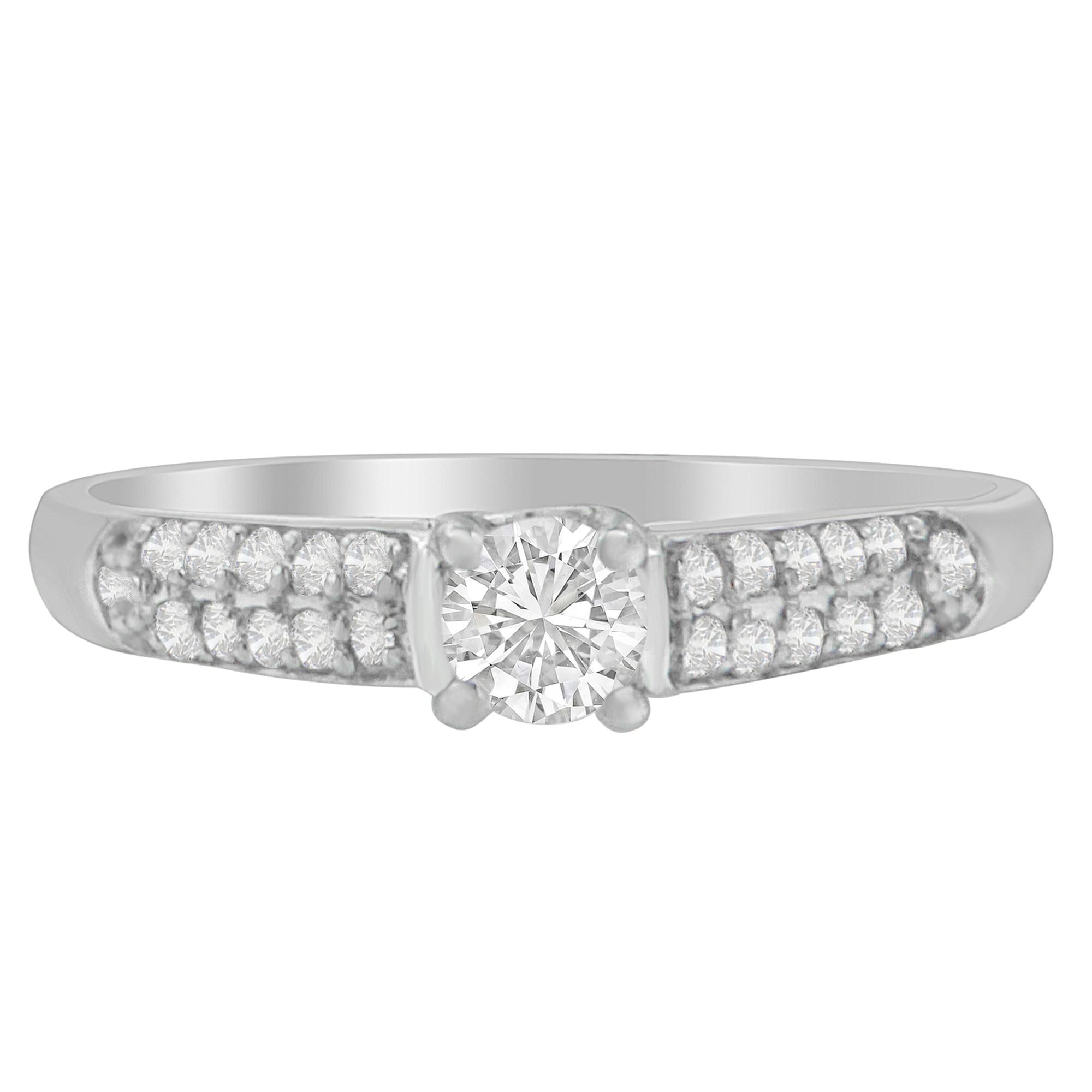 ''14K White Gold Round-Cut Diamond Ring (0.37 cttw, H-I Color, SI2-I1 Clarity)''