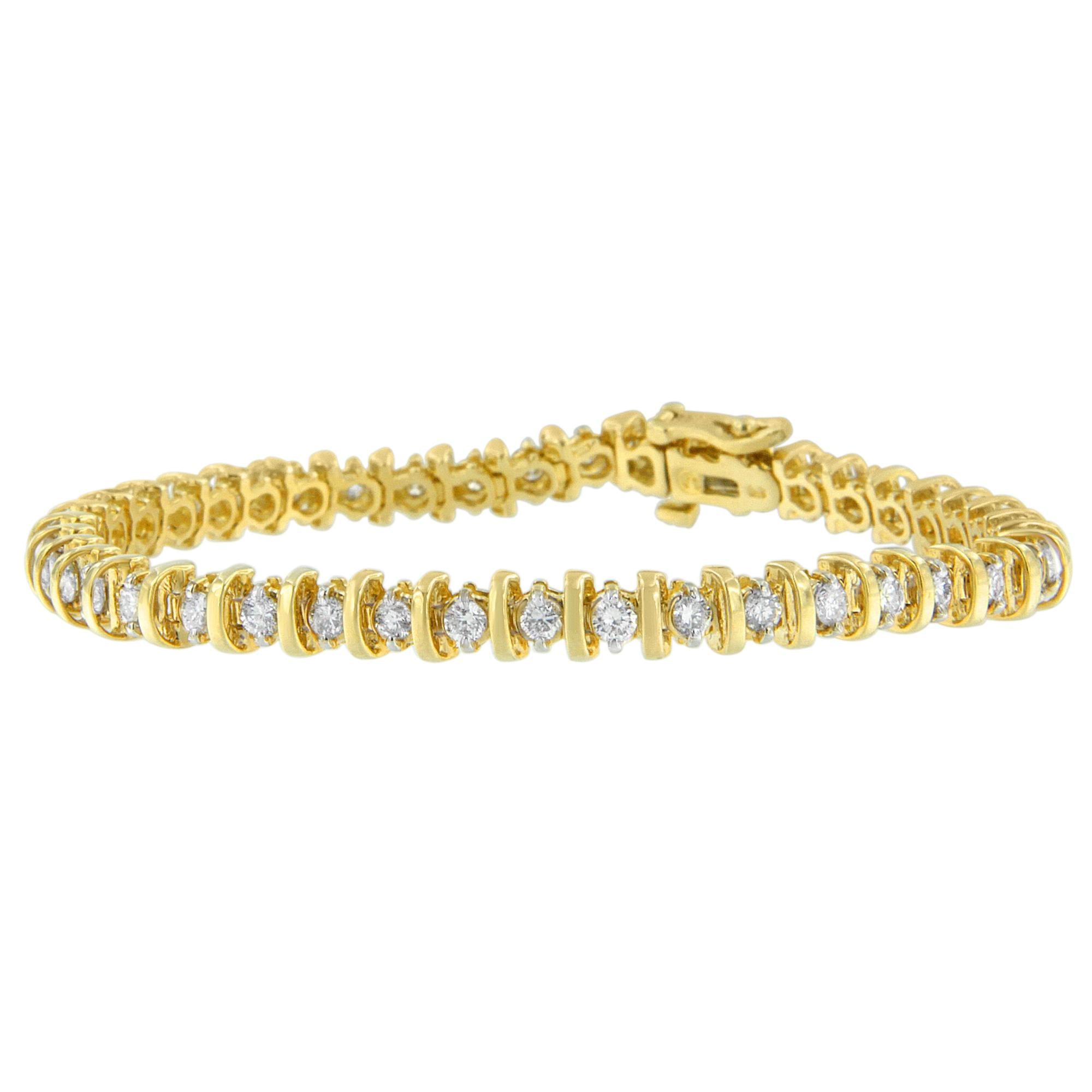''14K Yellow Gold Round-Cut Diamond Link Bracelet (3.00 cttw, H-I Color, I1-I2 Clarity)''