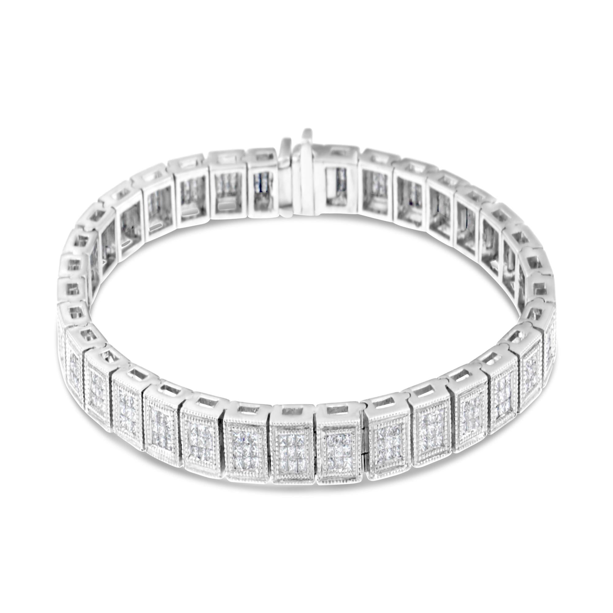 ''14K White Gold Princess Cut Diamond Cube Bracelet (2.86 cttw, H-I Color, SI1-SI2 Clarity)''