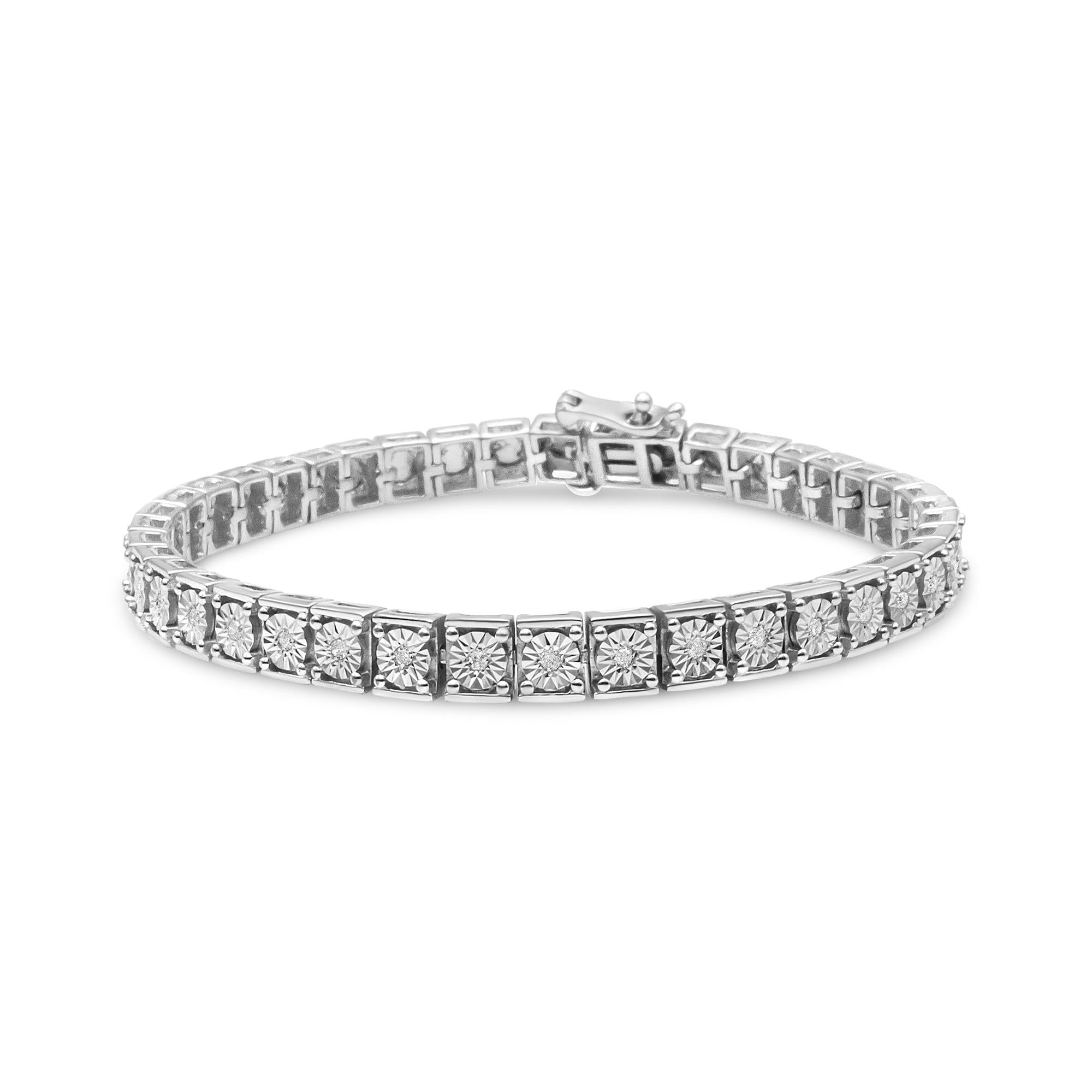 ''.925 Sterling Silver 1/4 Cttw Diamond Link Bracelet (I-J Color, I2-I3 Clarity) - Size 7.25''''''