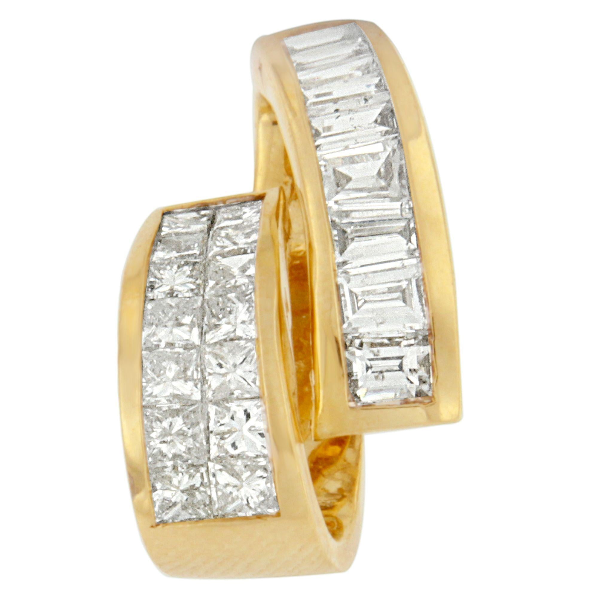 ''14K Yellow Gold 1 5/8 cttw Princess and Baguette Cut Diamond Fashion Pendant Necklace (G-H, VS2-SI1