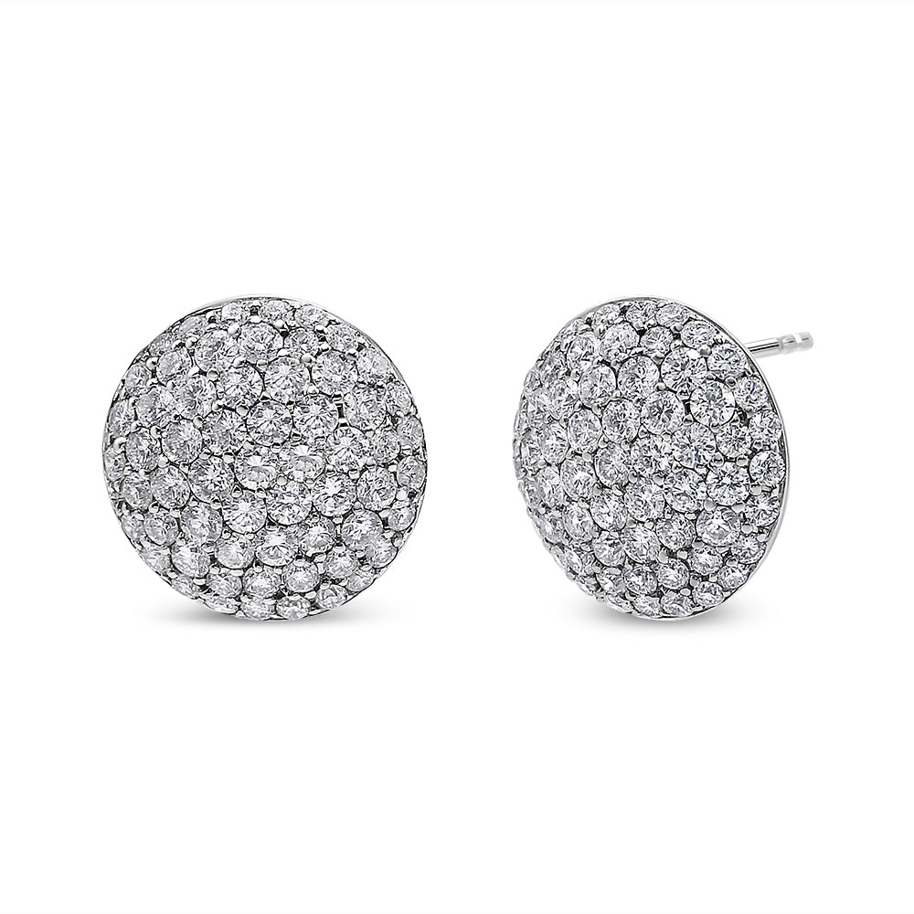 ''18K White Gold 3 1/2 Cttw Shared Prong Set Diamond Cluster Composite Disc Stud Earrings (F-G Color,