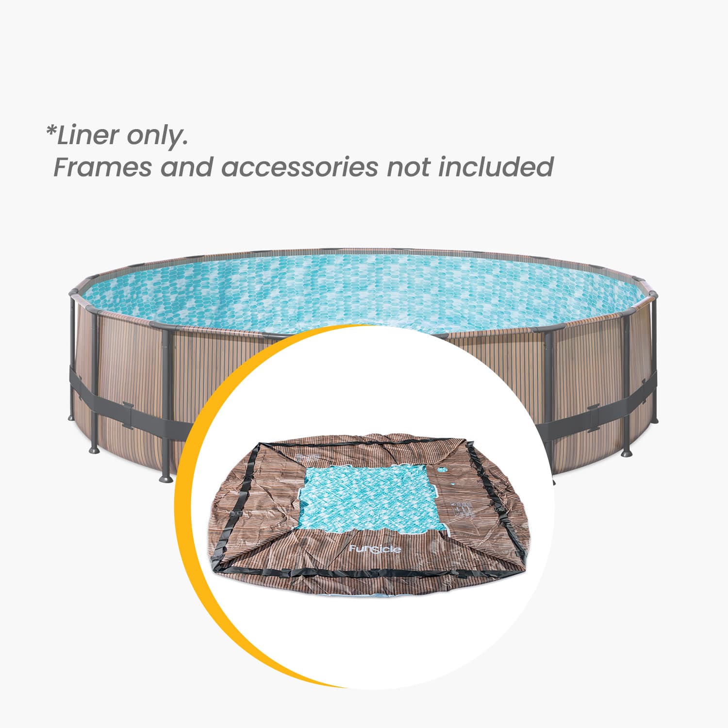 Funsicle 18 ft Oasis Designer Pool Liner – Natural Teak