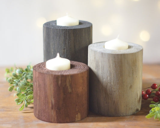 Log Candle Holder Centerpiece, Rustic Wedding Decor – GFTWoodcraft