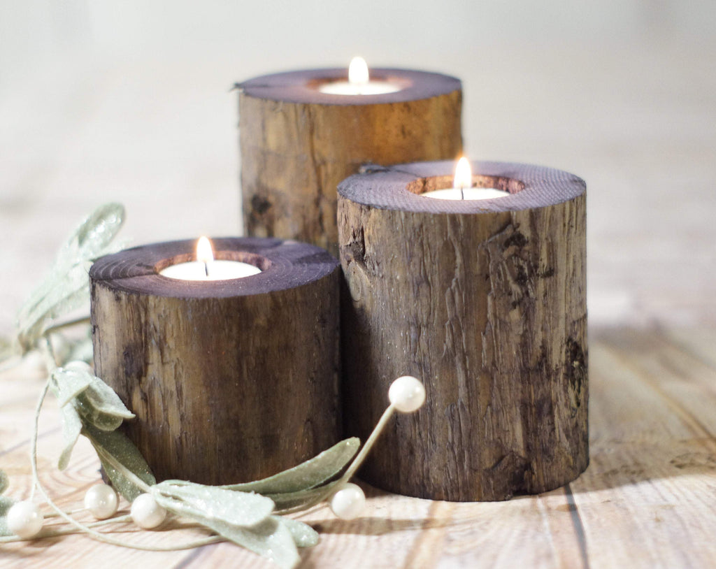 long wooden candle holders