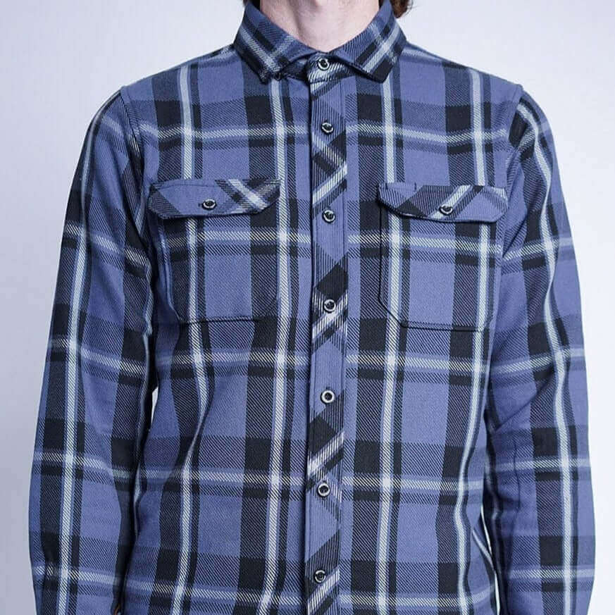 Tobacco Motorwear Flannel Frost male model front