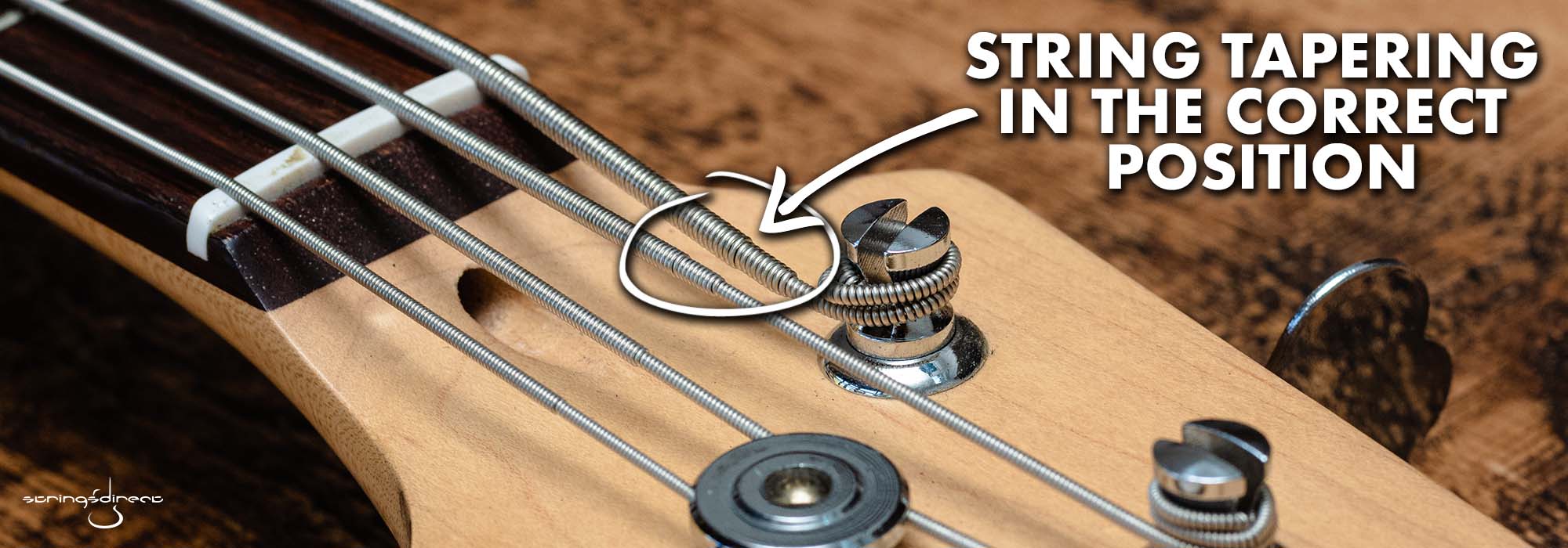 An example of the string tapering in the correct position