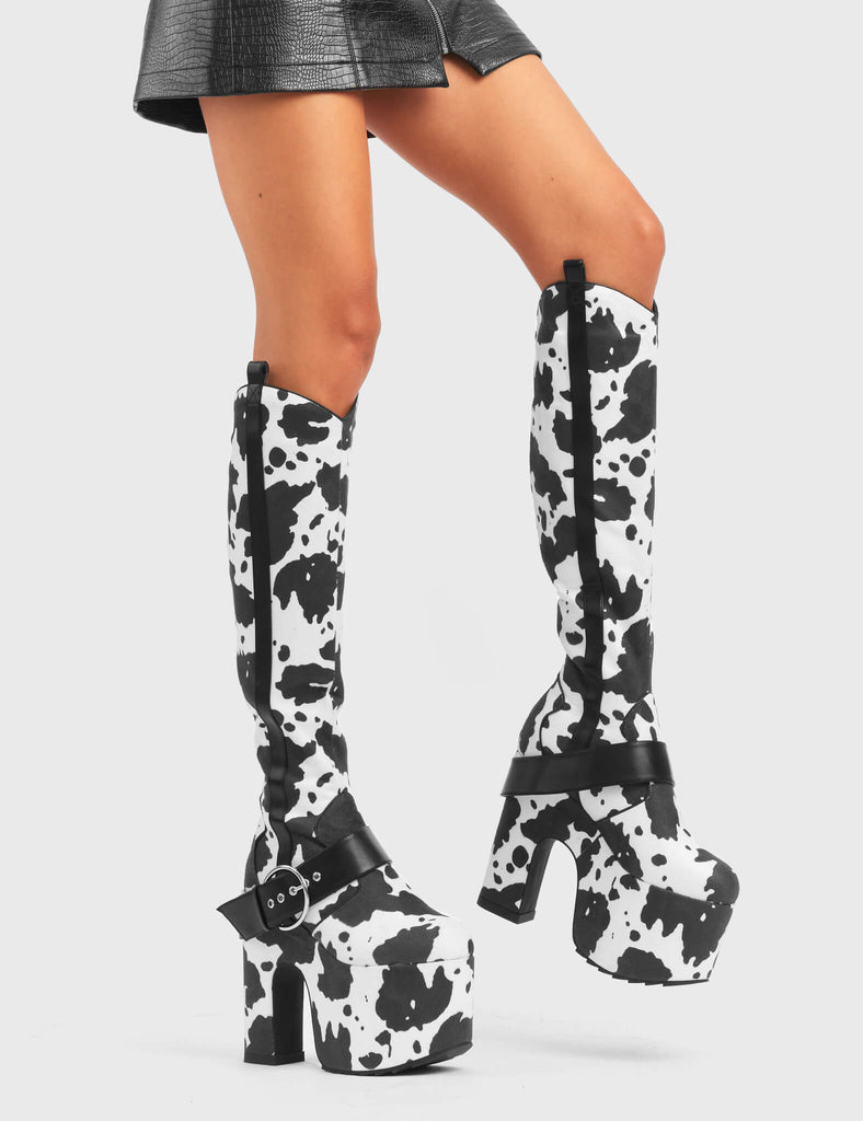 Cowgirl Platform Knee High Boots – LAMODA