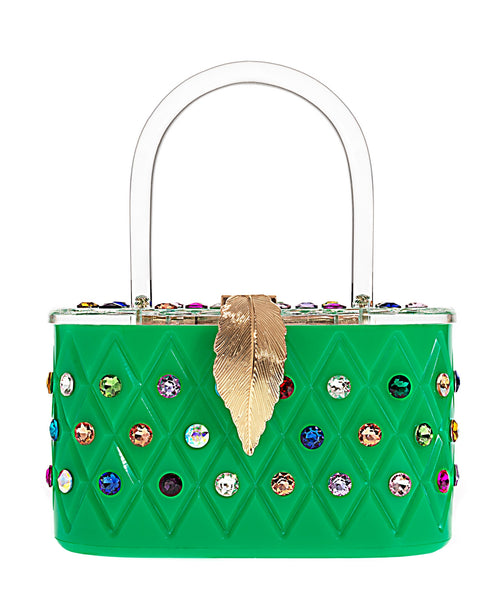 Womens Emerald Rainbow  Top Handle Clutch Bag