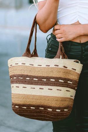 Multicolor Straw Woven Beach Bag - Kocwholesale