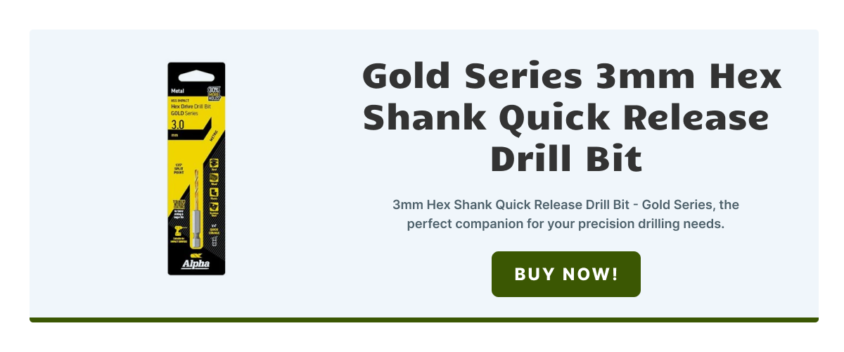 Gold series 3mm hex shank quick release drill bit